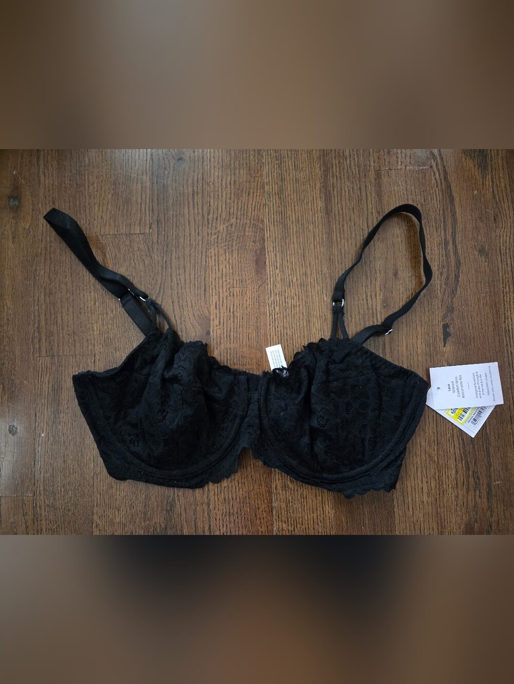 New Auden Womens 34D Black Lace Unlined Balconette Bra